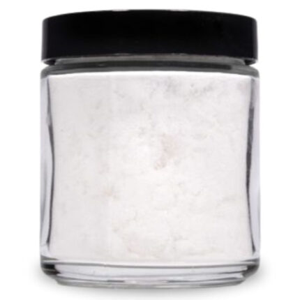 Hemp-derived pure CBD Isolate in a clear glass container.