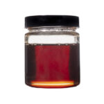 Vivimu HHC Live Resin — high-purity hemp-derived HHC extract with a golden amber hue, stored in a clear glass container with black lid.